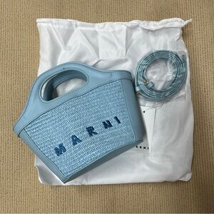 Marni blue woven mini handbag with shoulder strap